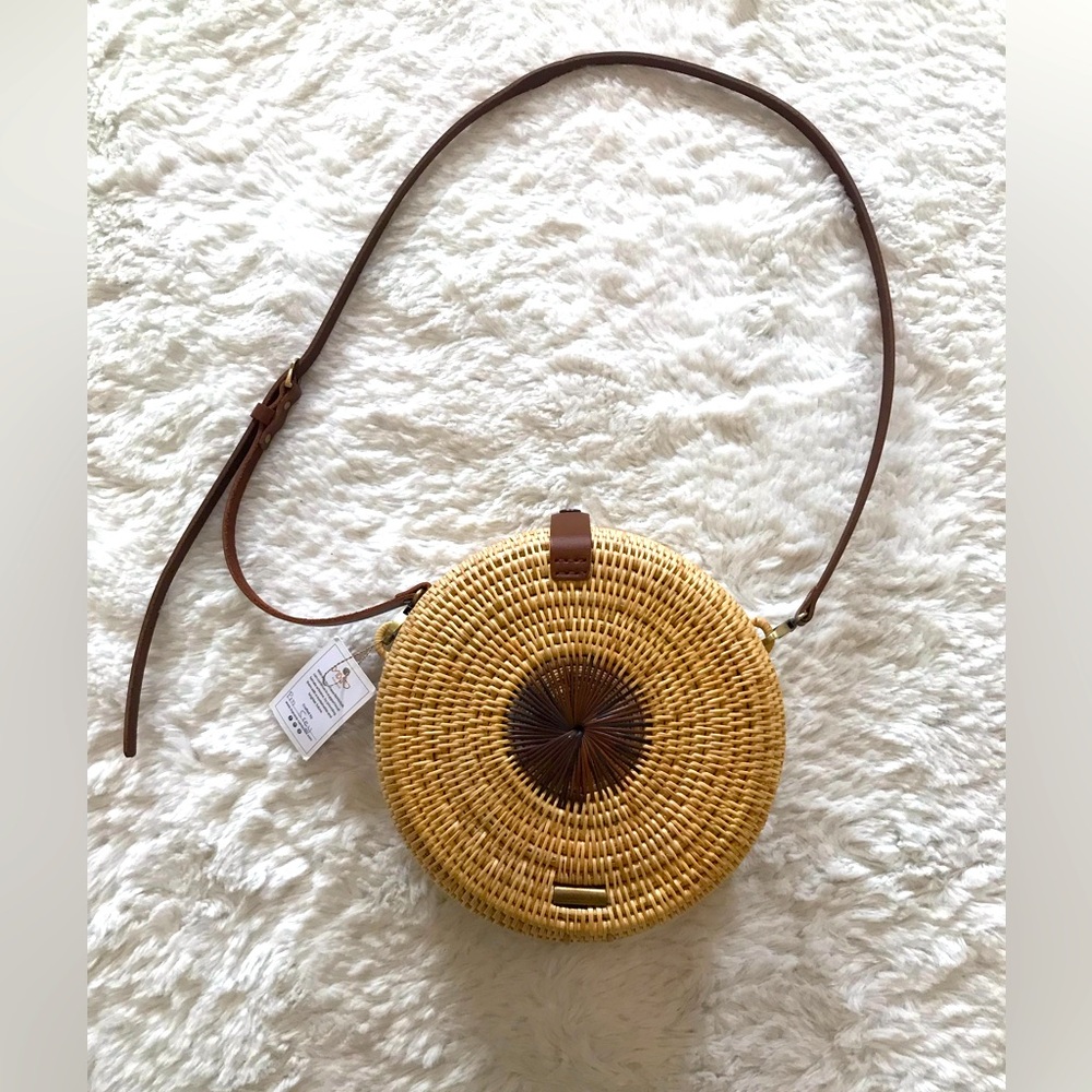 Cross body rattan palm bag. Never used